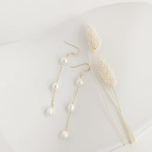 Load image into Gallery viewer, Bridal  Pearl dangle drop-Gold filled chain and Freshwater pearls  HE007
