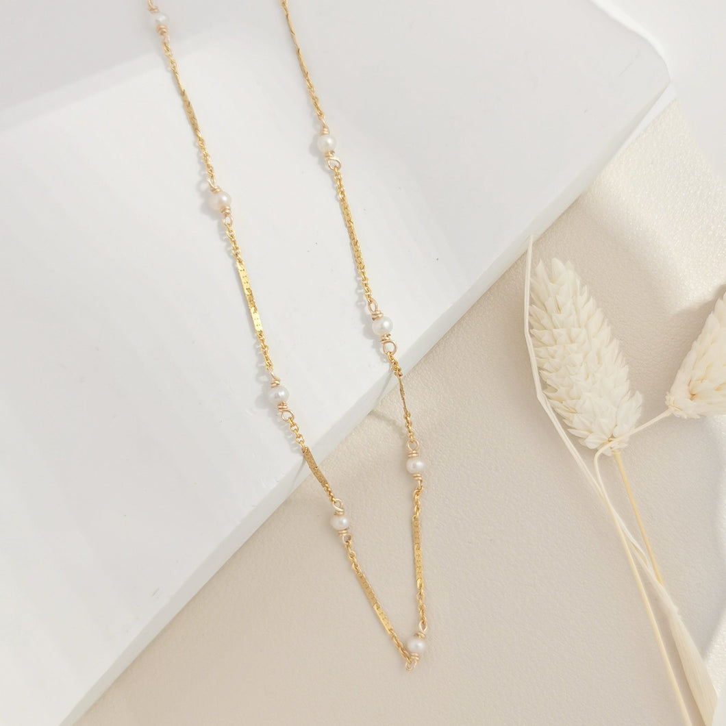 Bar chain pearl necklace HN025