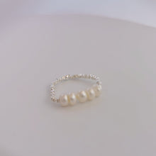 Load image into Gallery viewer, Polly silver beads pearl ring R001
