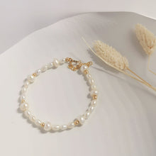 Load image into Gallery viewer, Dottie pearl bracelet | Gold filled wire and beads freshwater pearls HB023
