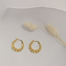 Load image into Gallery viewer, Gold twist hoop E046
