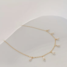 Load image into Gallery viewer, Pearl dangle necklace | Fresh water pearls Gold filled chain HN013
