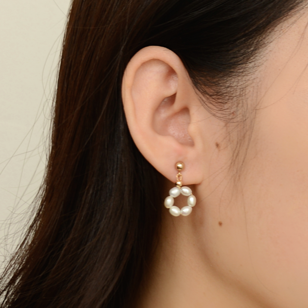 Maley flower earring | Gold filled freshwater pearl HE029