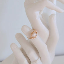 Load image into Gallery viewer, Baroque wire wrapped ring | Freshwater pearl Gold filled wire HR002
