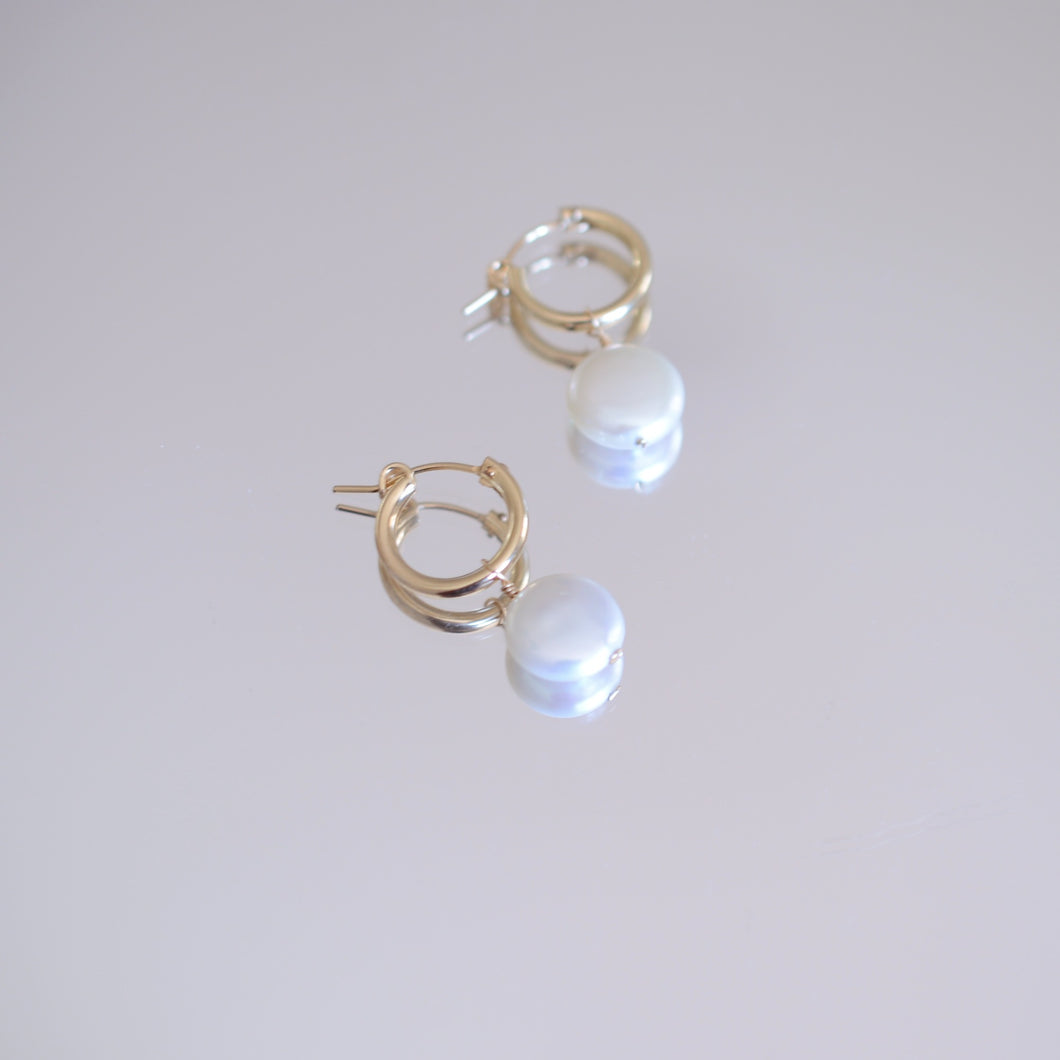 Coin pearl earring | Fresh water pearls and gold filled  HE013