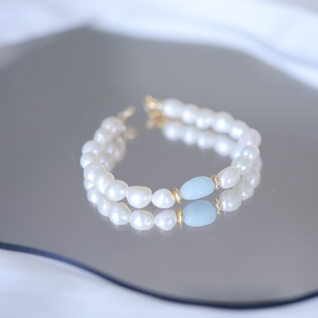 HB004 Aqua pearls bracelet