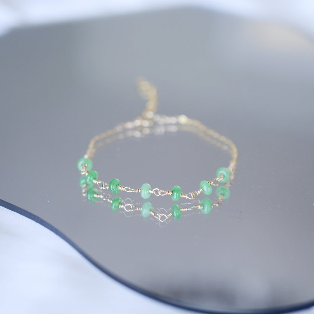 Jade beads bracelet | Jade and gold filled wire HB009