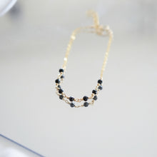 Load image into Gallery viewer, Gemstone bead bracelet | Black spinel. Gold filled chain HB012
