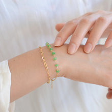 Load image into Gallery viewer, Jade beads bracelet | Jade and gold filled wire HB009
