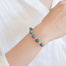 Load image into Gallery viewer, Blue Apatite bracelet | Blue apatite and gold filled wire HB005
