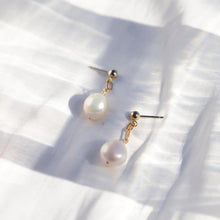 Load image into Gallery viewer, Lyric pearl earring | Freshwater pearls, gold filled chain HE025

