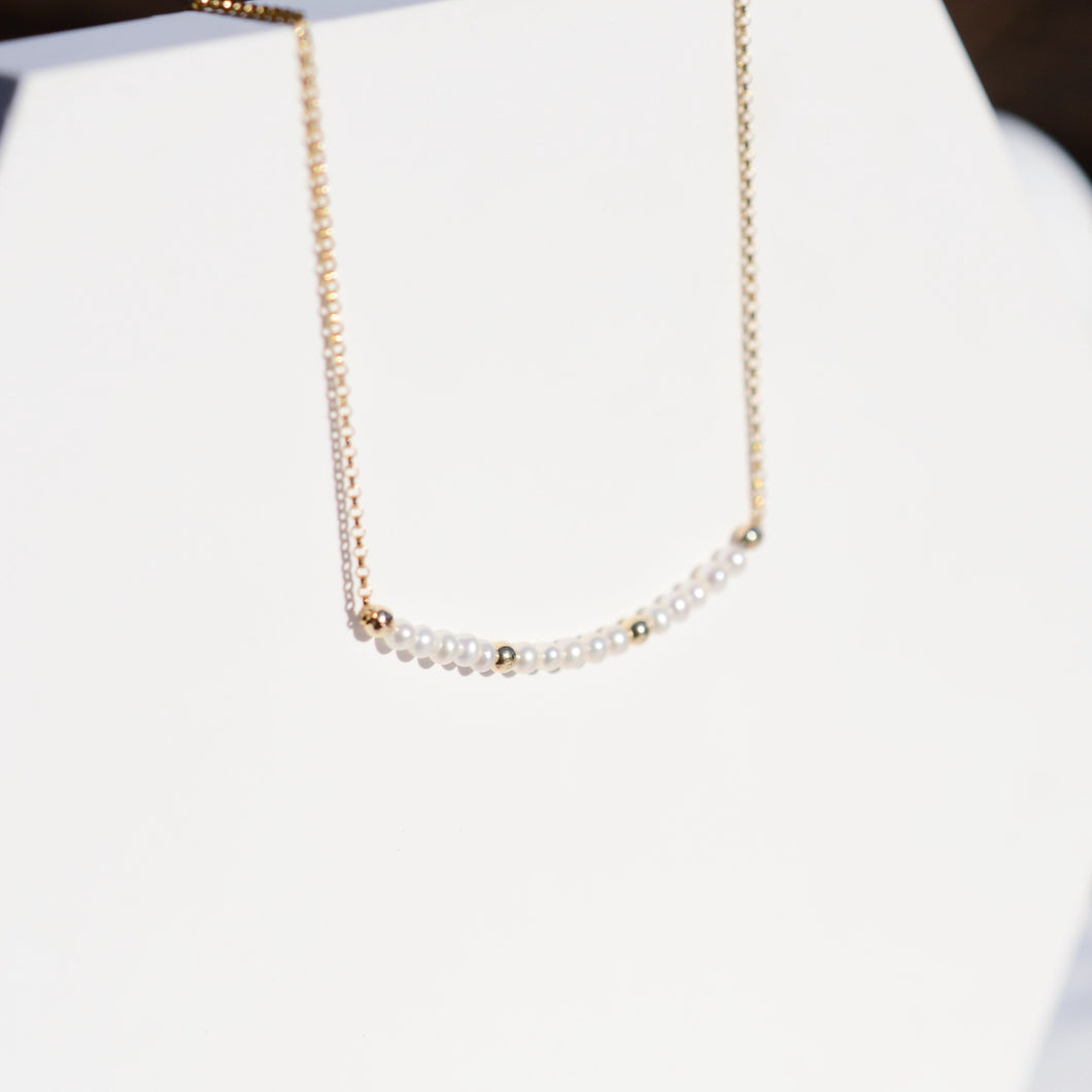 Gem smile pendant necklace | Moonstone/ pearls/ spinel, gold filled chain HN015